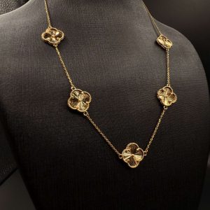 گردنبند طلا ونکلیف ۵گل تراش درشت