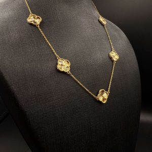 گردنبند طلا ونکلیف ۵گل تراش متوسط